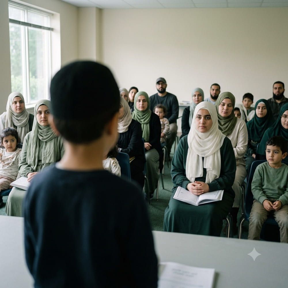 Illustration: a child standing to speak in front of others