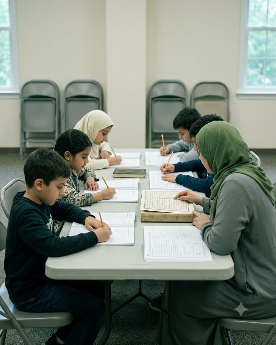Illustration: a small class in progress