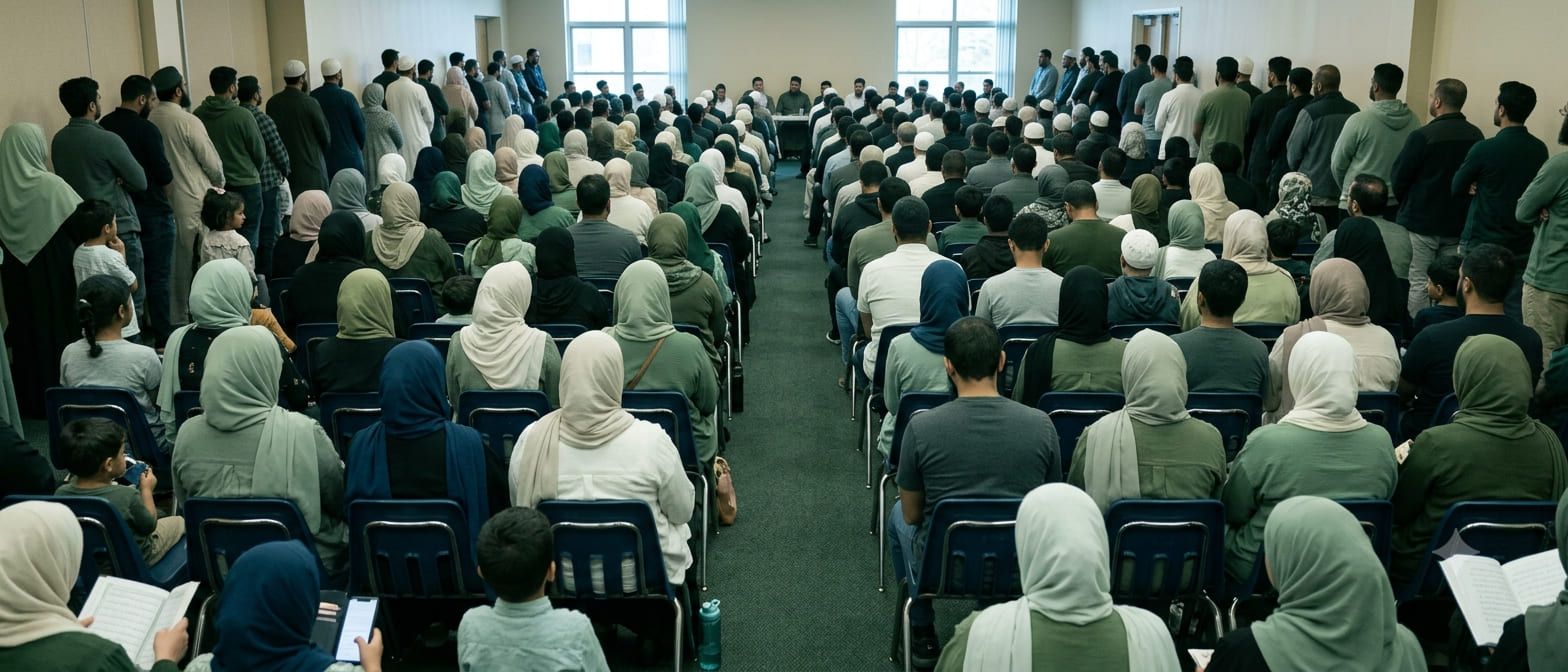 Illustration: a full room seen from the back